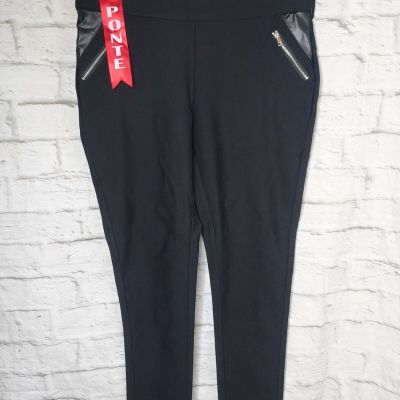 Maze Collection Women Black Shaping Ponte Leggings Tregging Pants Sz 1X NWT NEW